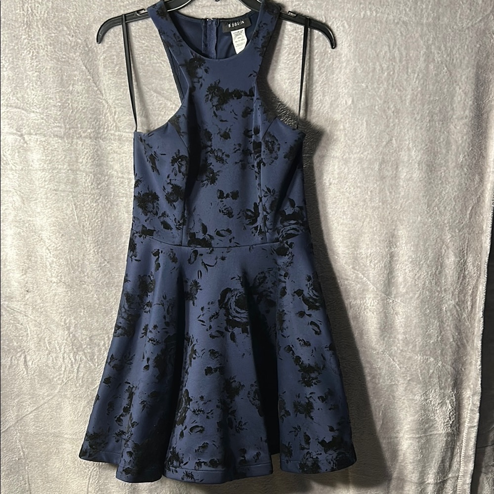 B Darlin Blue Fit and Flare Mini Formal Party Dance Dress